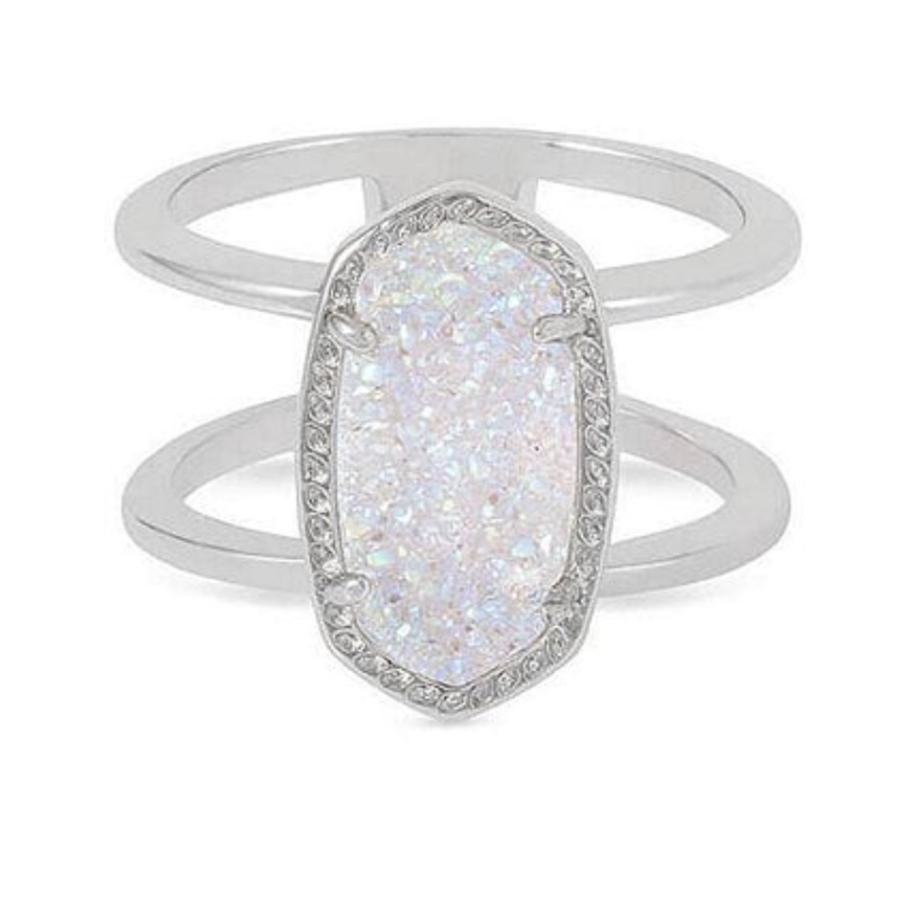 Kendra Scott Elyse Double Band Ring Size 7 - Iridescent Drusy